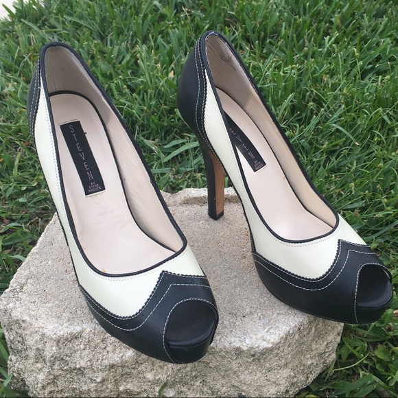 Steven By Steve Madden Shoes - Steven by Steve Madden Black & White Leather Heel